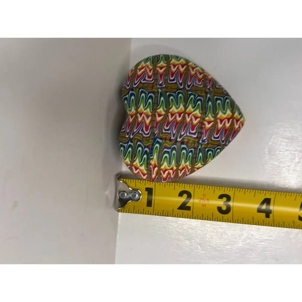 Vntg 90s Rainbow Heart Trinket Box –Polymer Clay Style Lidded Dish, Trippy Retro